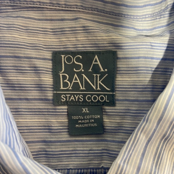 NWT Jos. A. Bank Stays Cool Blue and White Pinstripe Button Down Dress Shirt - Picture 7 of 10